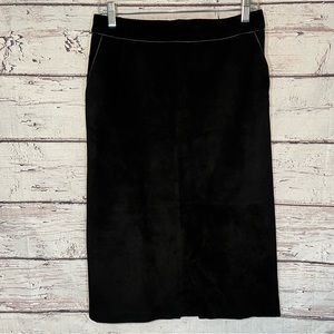 LOFT Suede Skirt Black Midi-8P